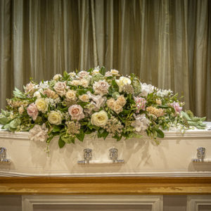 Peach Coloured Casket Roses for Sydney Funeral